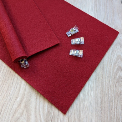 Burgundy pure wool felt coupon 20 X 30 cm