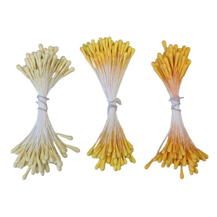 100 pistils coloris jaune 003 pour fleurs en papier