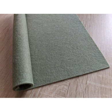 Zuiver wolvilt groene eucalyptus coupon 25 x 60 cm