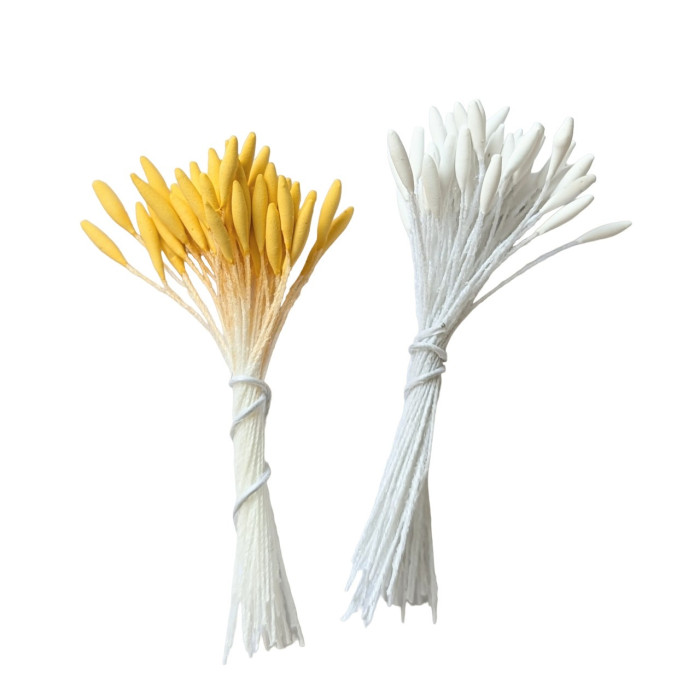 100 pistils longs coloris jaune foncé pour fleurs en papier