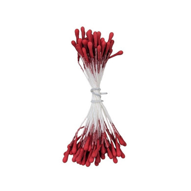 100 pistils coloris rouge 012 pour fleurs en papier