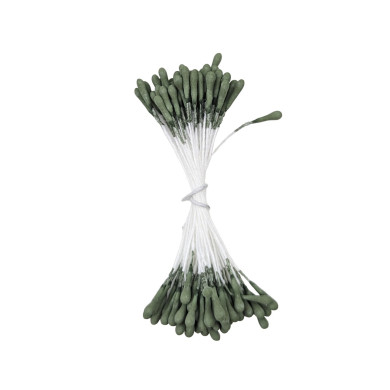 100 pistils coloris vert kaki 013 pour fleurs en papier