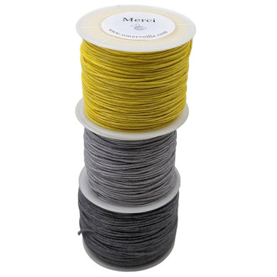 Spool of gray waxed cotton thread 003 70m 1mm