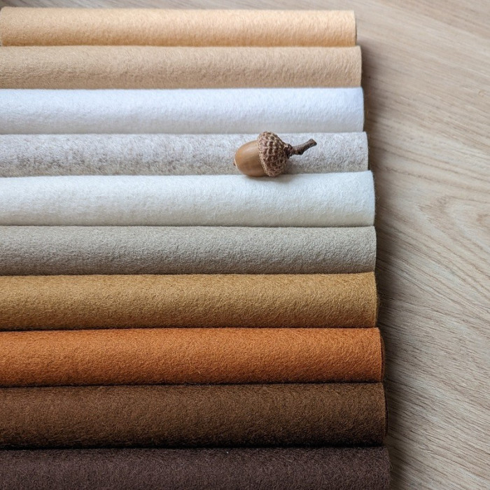 10 coupons de feutrine de laine camaïeu naturel 20 x 30 cm