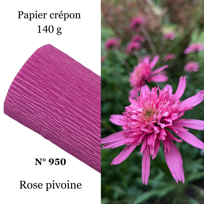 Papier crépon - Rose pivoine 950 - 25 cm x 1,25 m - 140 g