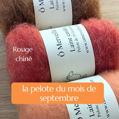 La pelote de laine cardée du mois de septembre : Rouge chiné