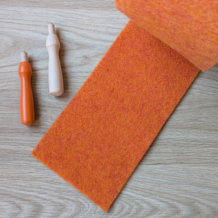 Pumpkin mottled wool felt ribbon 10 cm x 1 m