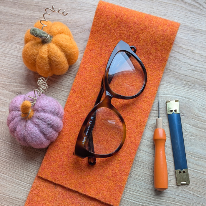 Pumpkin mottled wool felt ribbon 10 cm x 1 m