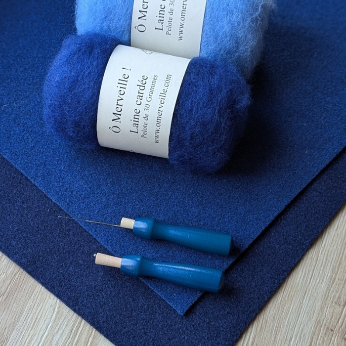 Indigo wool felt coupon 30 x 30 cm